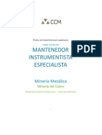 Mantenedor Instrumentista Especialista: Minería Metálica