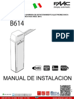 Manual de Instalacion Barrera de Estacionamiento Electromecanica Brazos 4MTS 24VDC Marca Faac Mod. B614