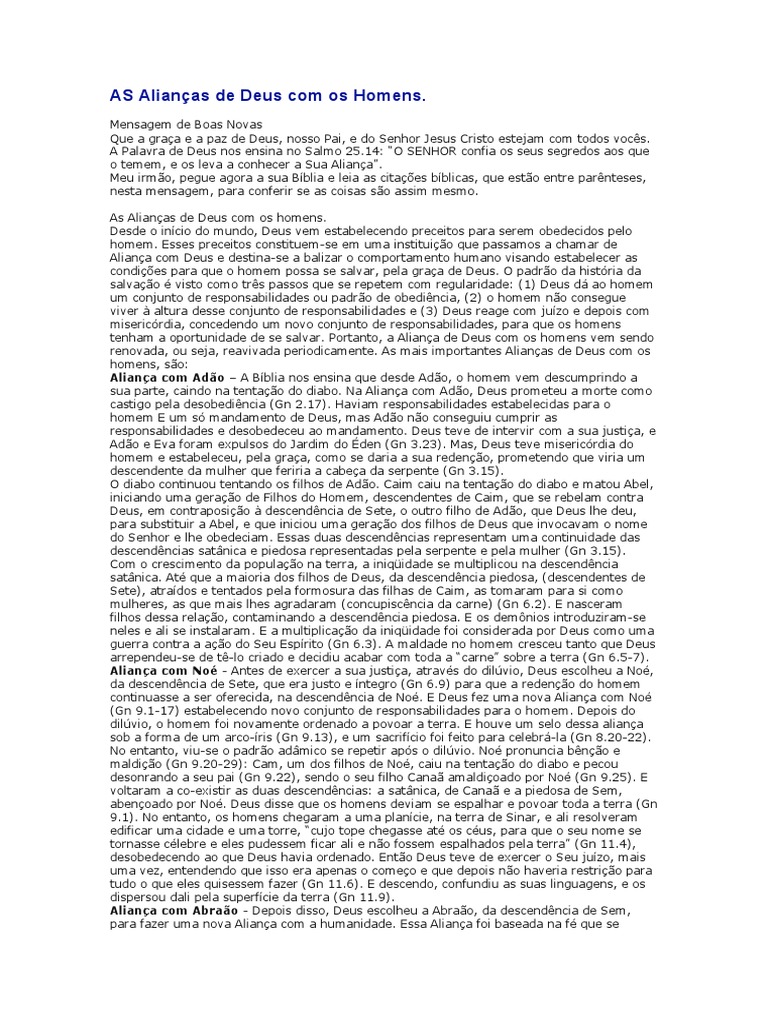 Alianças de Deus com a Humanidade | PDF | Jesus | Arrebatamento cristão