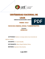 Universidad Nacional de Loja: Primer CICLO Facultad Juridica, Social Y Administrativa
