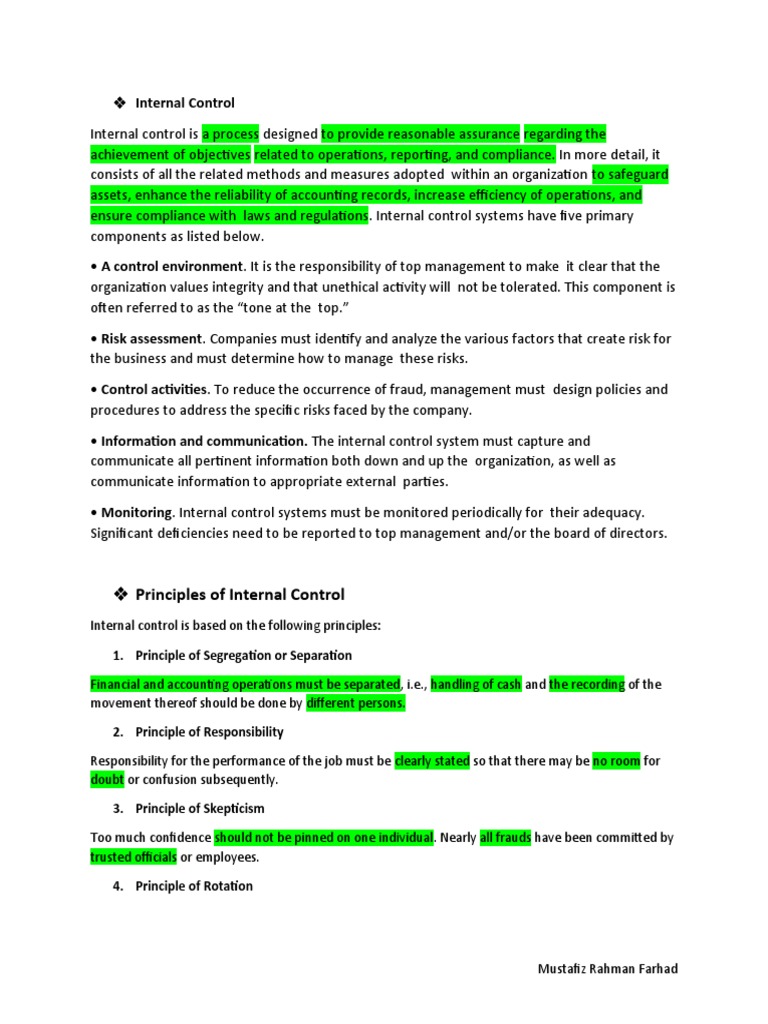 Internal Controls Guide PDF Internal Control Audit