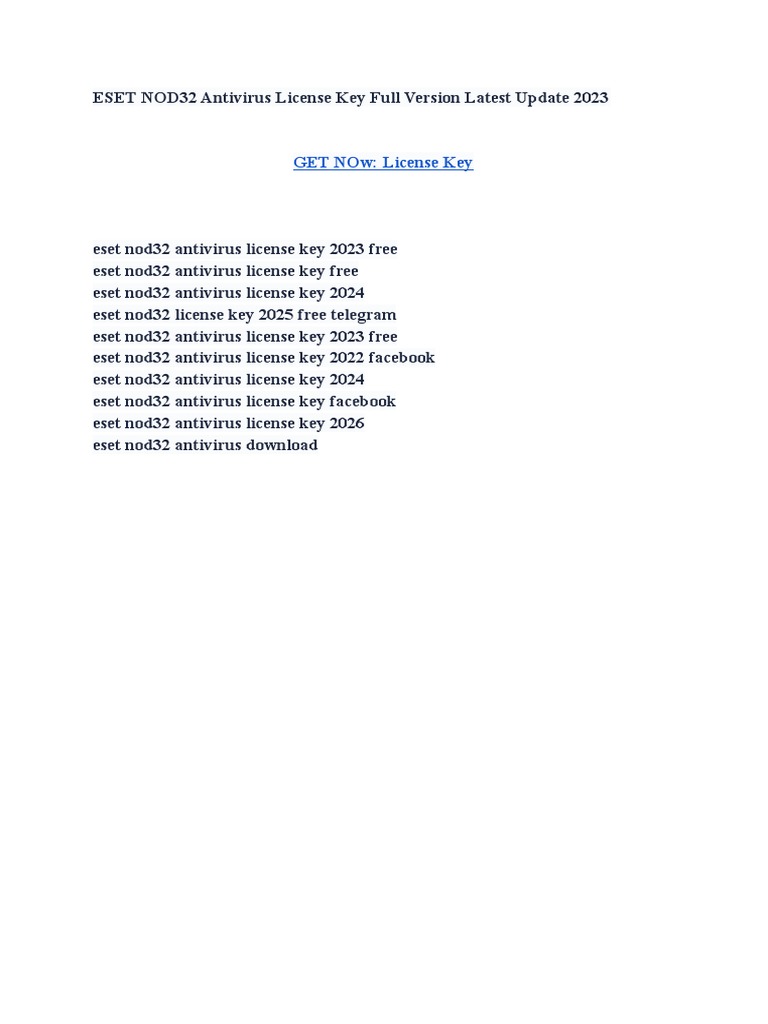 ESET NOD32 Antivirus License Key Full Version Latest Update 2023 2024