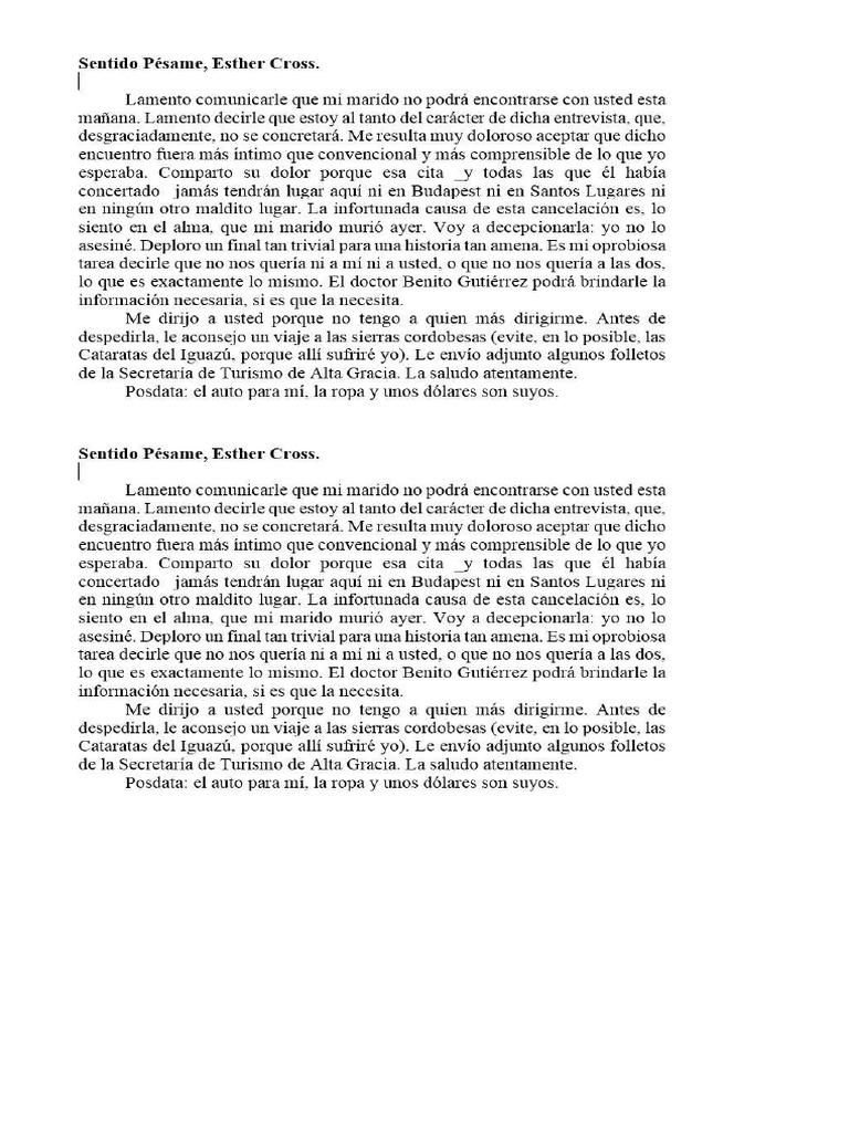 Sentido Pésame | PDF