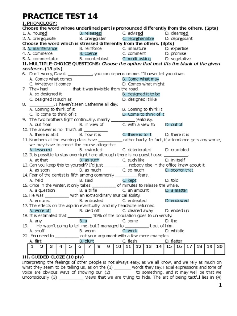 Practice Test 14 | PDF | Sherlock Holmes | C. Auguste Dupin
