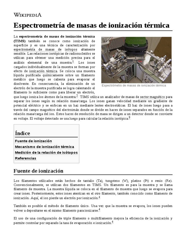 Espectrometría de Masas de Ionización Térmica | PDF | Ciencias fisicas ...