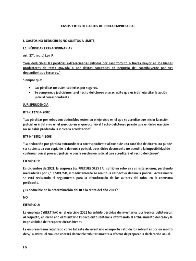 Modelo de Casos y RTF de Gastos de Renta Empresarial | PDF ...