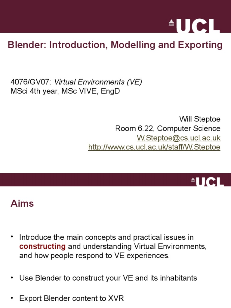Blender for Virtual Environments Guide | PDF | Blender (Software ...