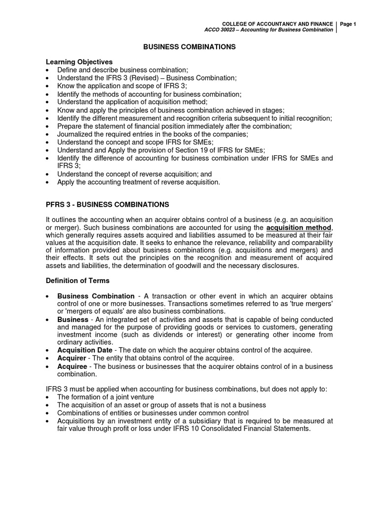 ACCO 30023 Accounting For Business Combination (IM) PDF Goodwill