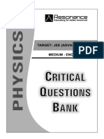 Resonance Critical Question Bank PHYSICS (English)