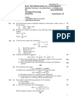 GTU BE Semester VII Digital Signal Processing exam questions