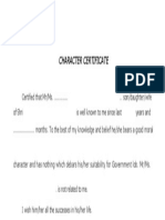 Character Certificate Application Form PDF