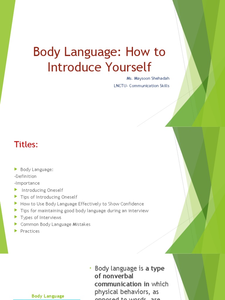 Mastering Body Language for Introductions | PDF | Body Language ...