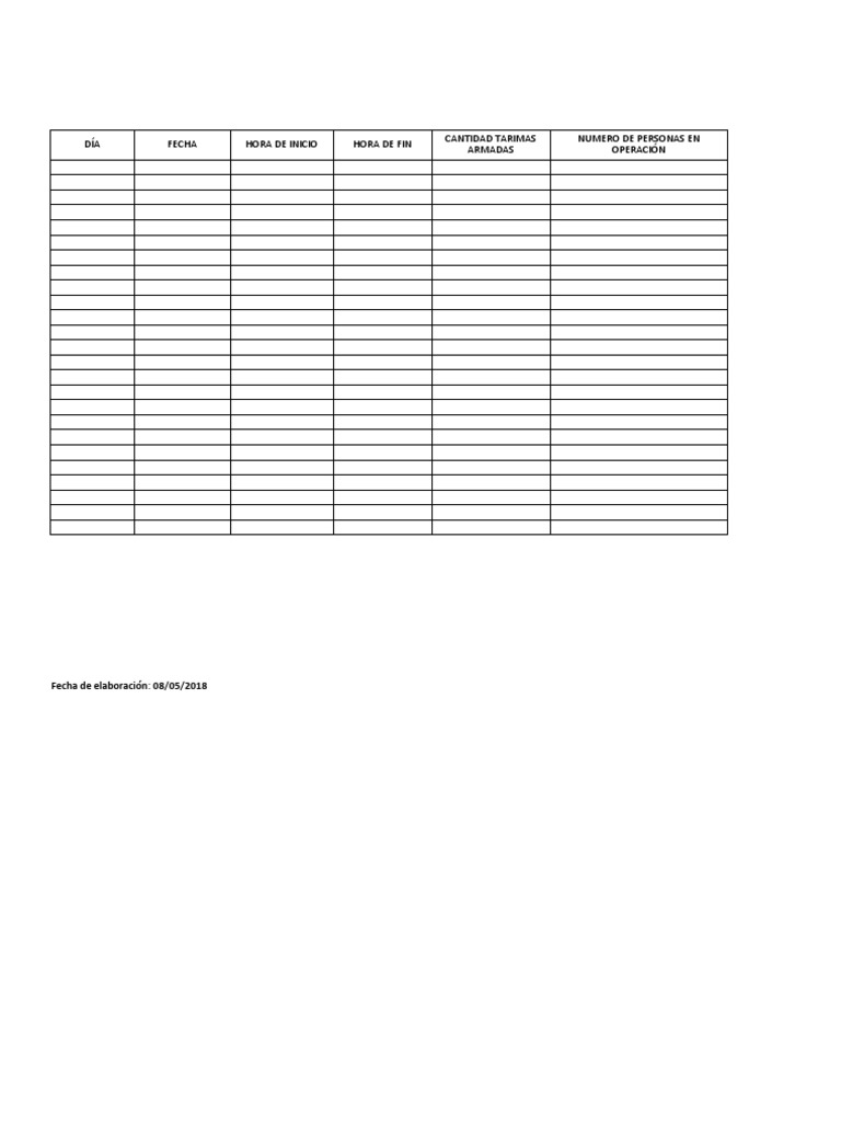 Registro y Control de Armado de Tarimas TEM PDF
