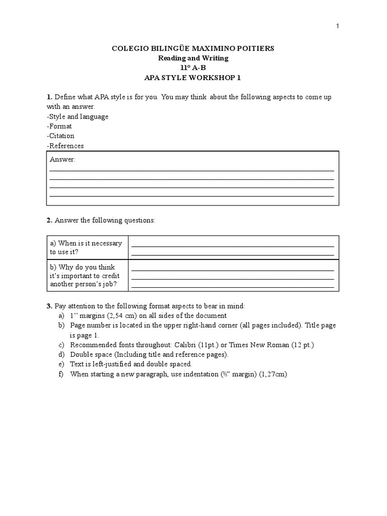 Apa Style Workshop 1 Pdf Paragraph Citation