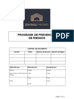 Programa de Prevención de Riesgos ZHONGLI MINING SPA