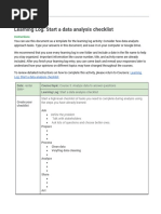 23 - 09 - 2022 Learning Log Template - Start A Data Analysis Checklist