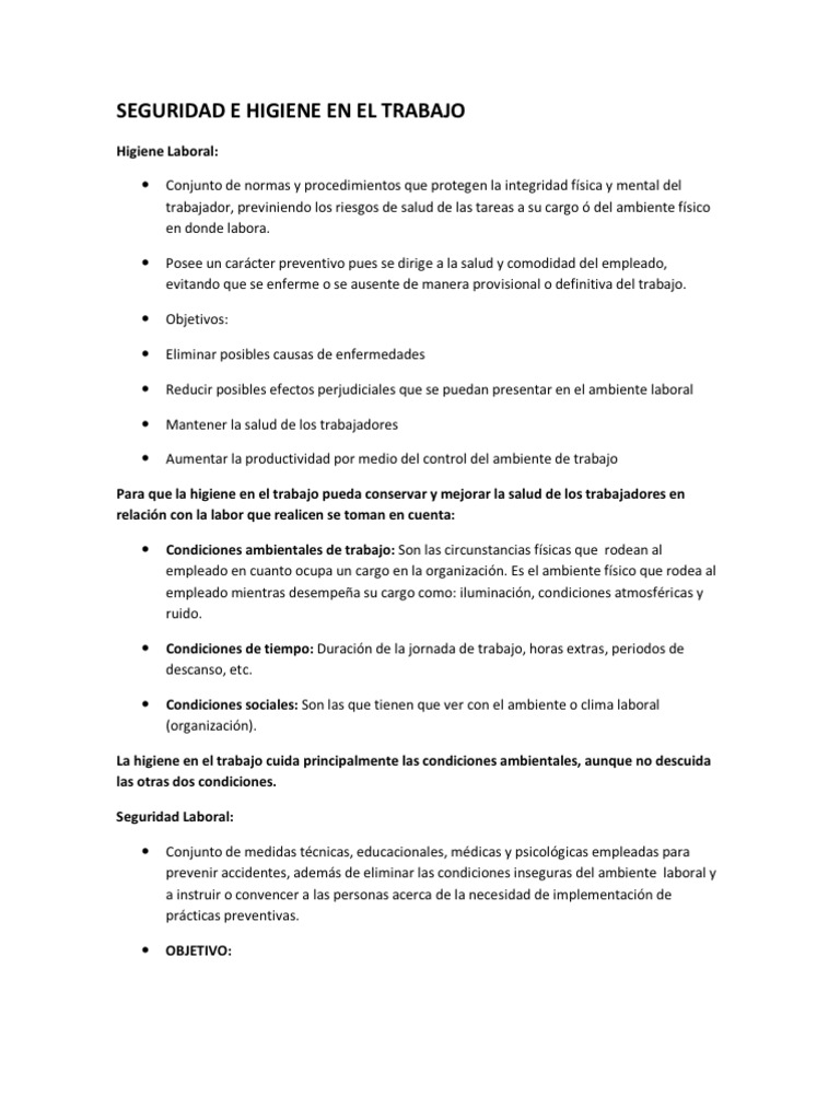 Normas de Seguridad e Higiene Laboral | PDF | Crecimiento personal y ...