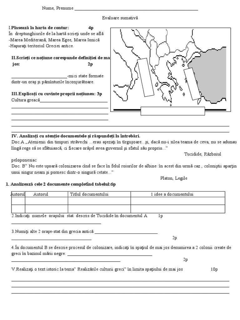 rezumat grecia antica clasa 5
