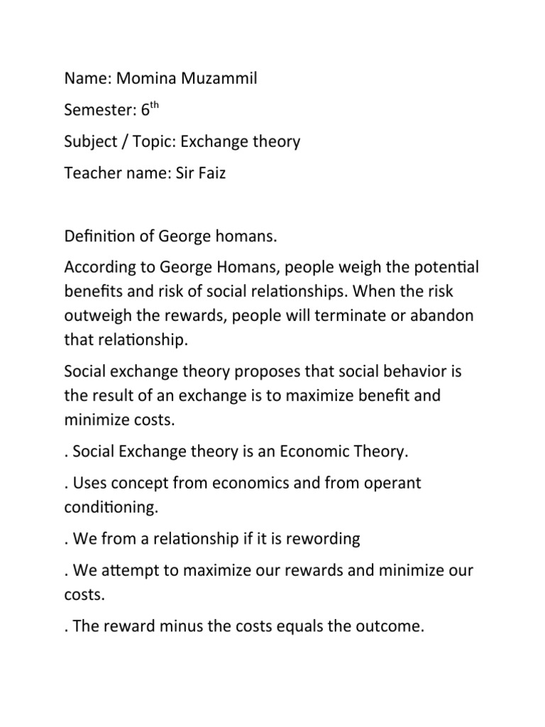 Understanding Social Exchange Theory | PDF | Cognition | Social ...
