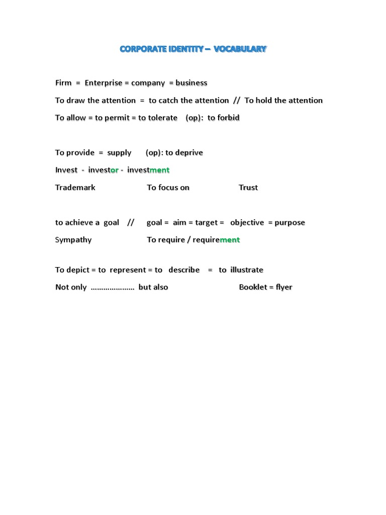 Vocabulary Corporate Identity | PDF | Business