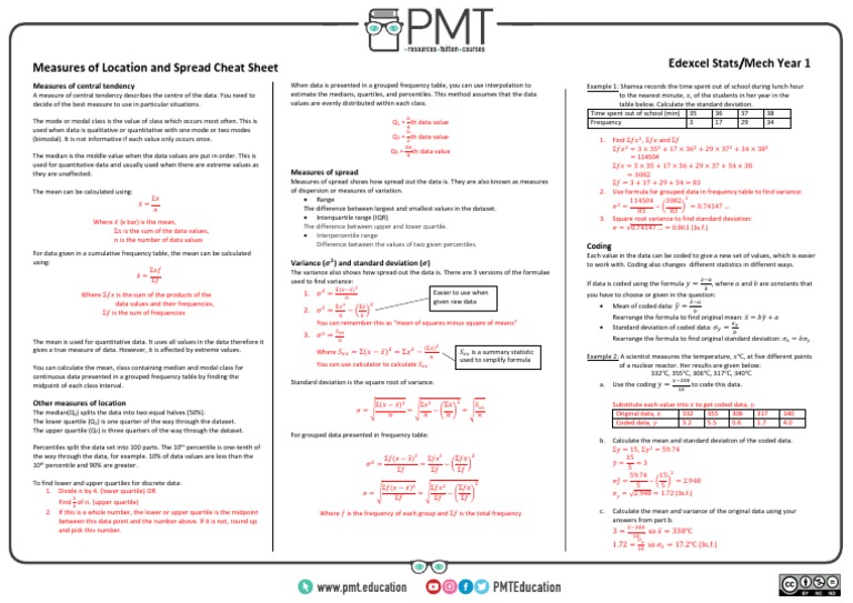 Measures of Location and Spread Guide | PDF | Statistics | Sampling ...