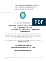 Protocolo Completo para La Obtención de Título Profesional Con La Modalidad de Tesis Adaptado A La Virtualidad Y Selgestiun Noviembre Del 2020