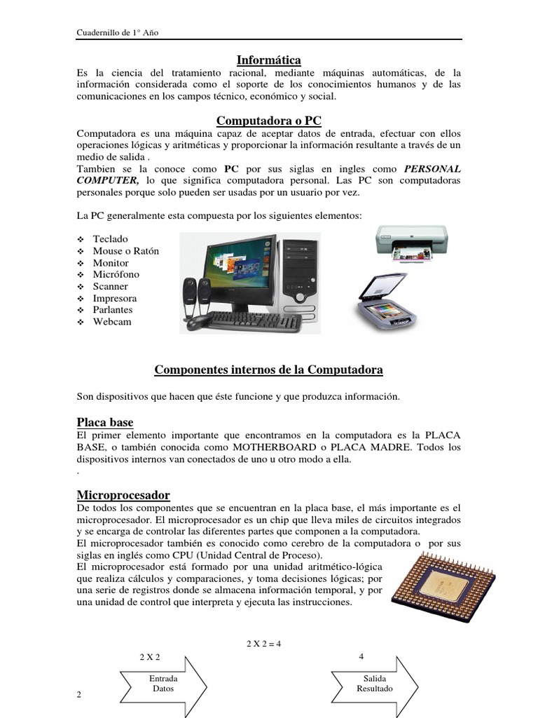Cuadernillo 1er. Año Informatica | PDF | Hardware de la computadora ...