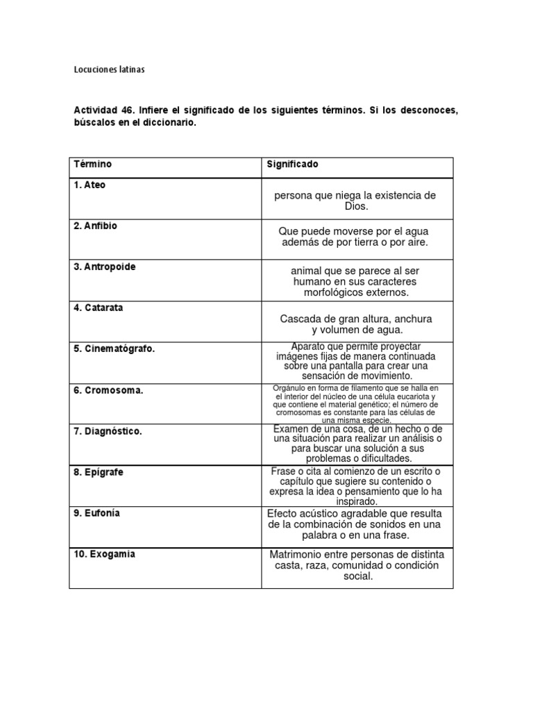 Ejercicios Con Locuciones Latinas | PDF