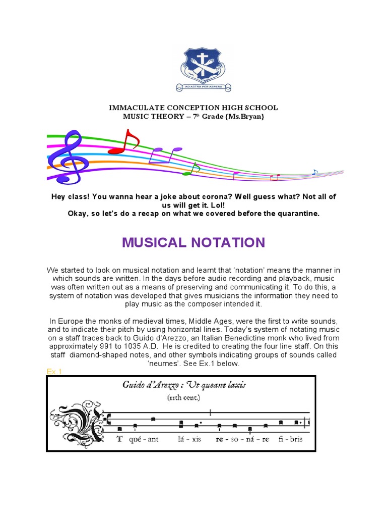 Music Notation 1 Pdf Clef Music Theory