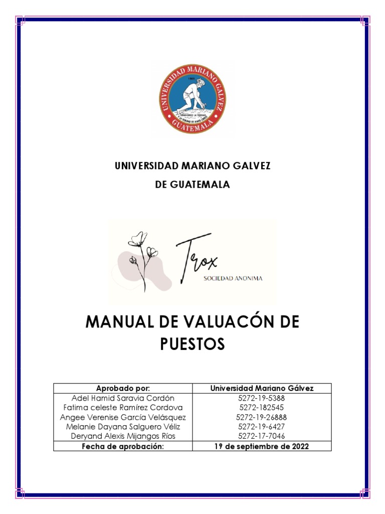 Manual de Valuación de Puestos | PDF | Gestión de recursos humanos ...