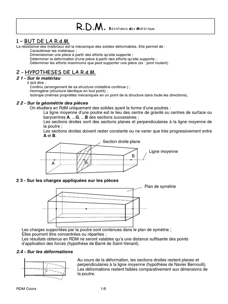 RDM Resume | PDF | Résistance des matériaux | Flexion (matériau)