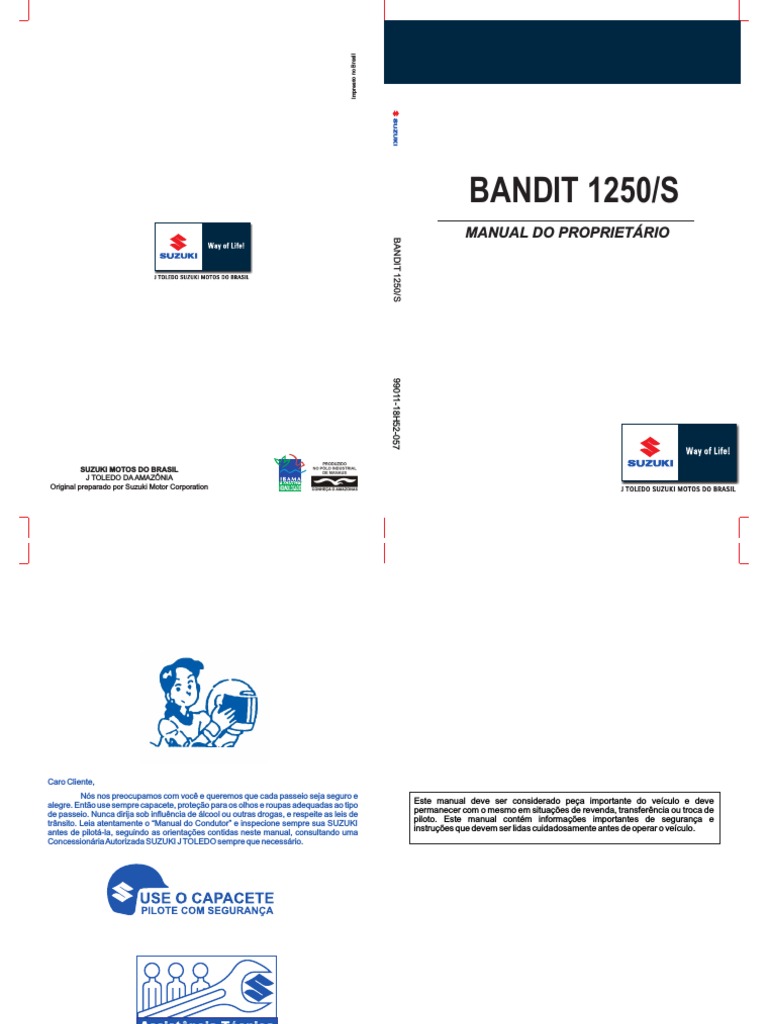 Bandit 1250 S - Manual Proprietário | PDF | Motocicleta | Motores