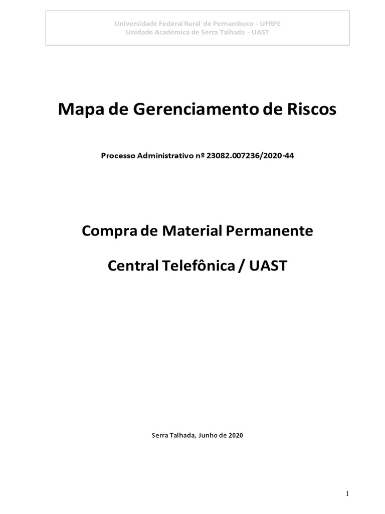Mapa de Riscos da UFRPE em Serra Talhada | PDF | Risco | Planejamento