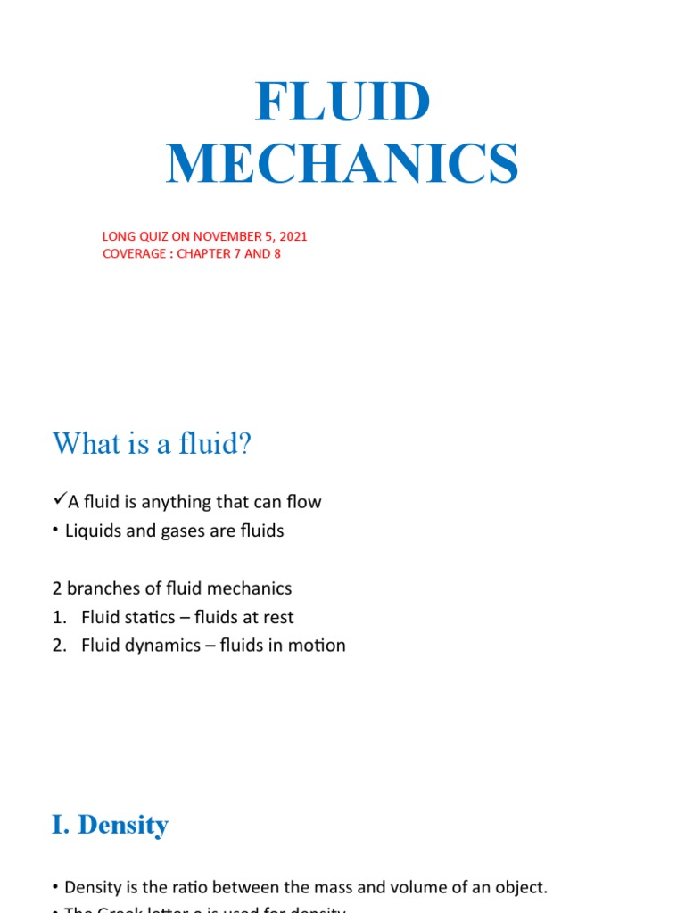 Fluid Mechanics Quiz: Chapters 7-8 | PDF | Pressure | Buoyancy