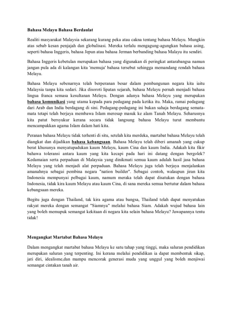 Bahasa Melayu Bahasa Berdaulat Pdf