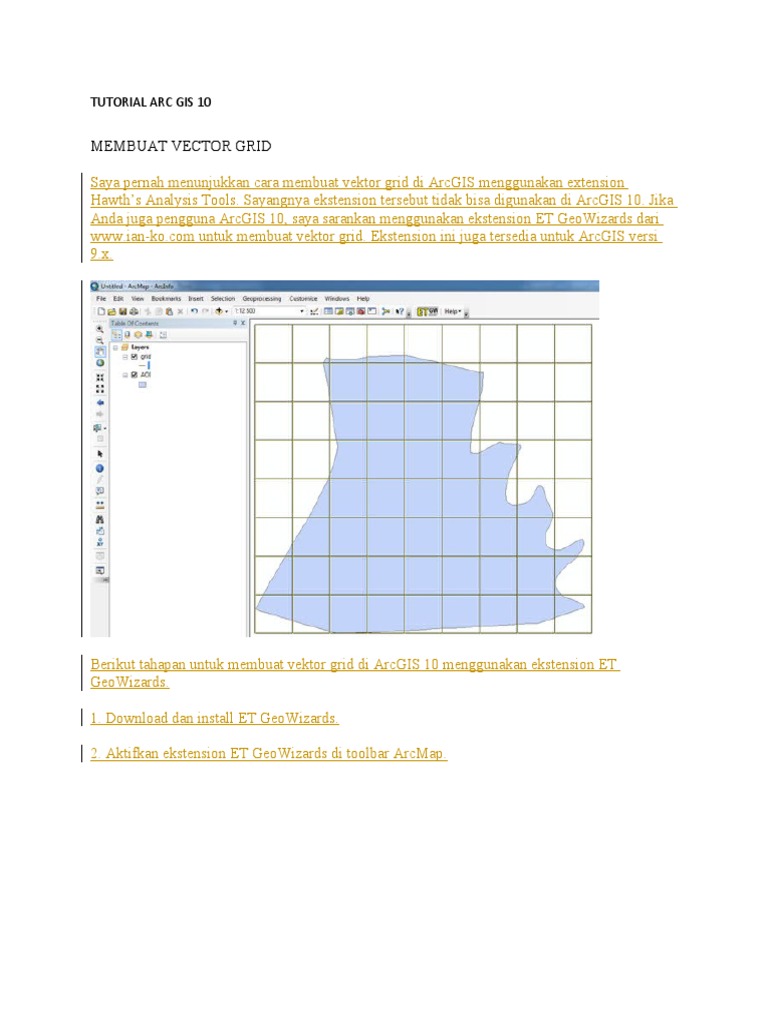 Membuat Vektor Grid di ArcGIS 10 | PDF