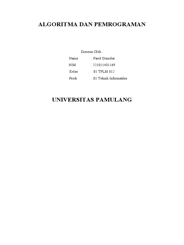 Algoritma Dan Pemrograman | PDF