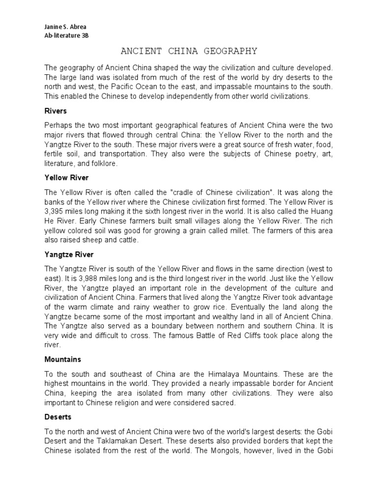 Geography of Ancient China Explained | PDF | Emperor Of China | China