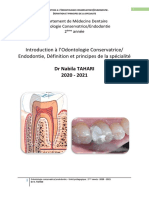 Introduction À L'odontologie Conservatrice-Endodontie-Définitions Et Principes de La Spécialité