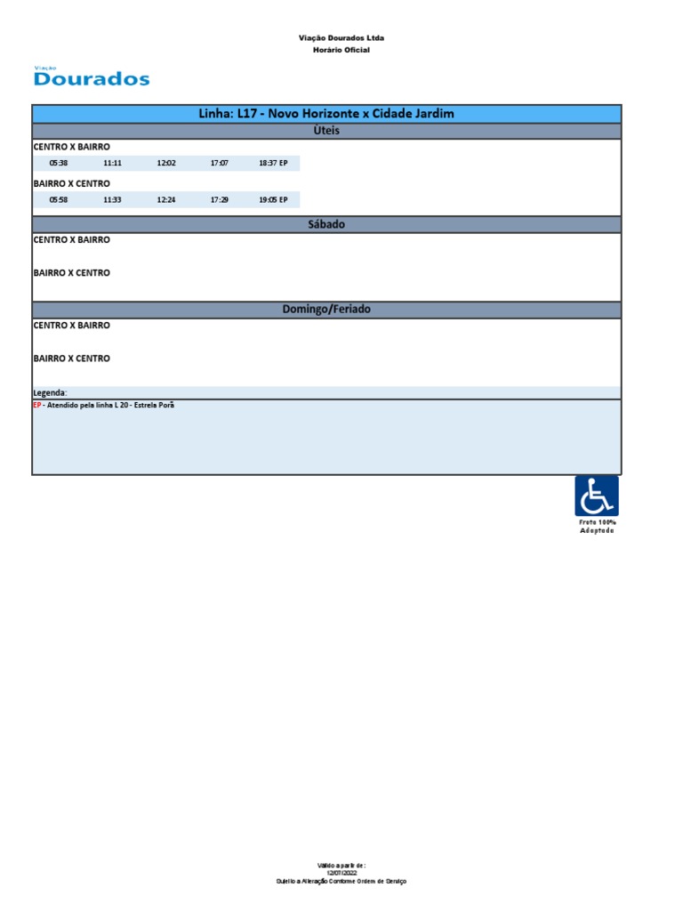 Horarios Corridos L17 Novo Horizonte Cidade Jardim Pdf