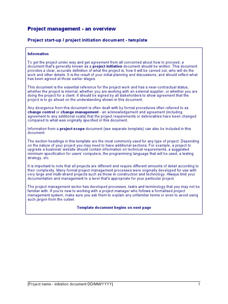 Project Initiation Document Templateassasad3223 | PDF | Project ...