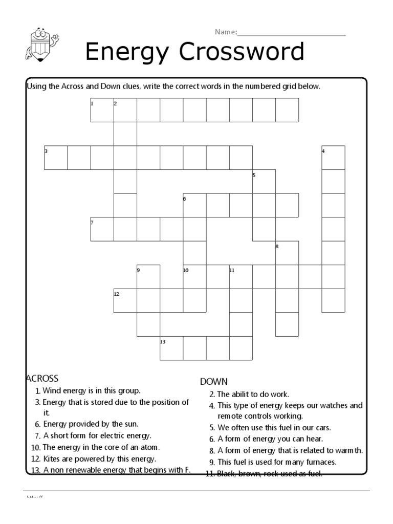 Energy Crossword 1 PDF Crossword Fuels