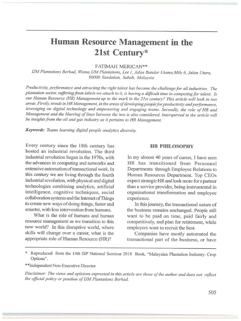Human Resource Management in The 21st Century | PDF