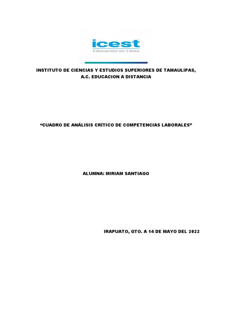 Cuadro de Análisis Crítico de Competencias Laborales | PDF | Calidad ...