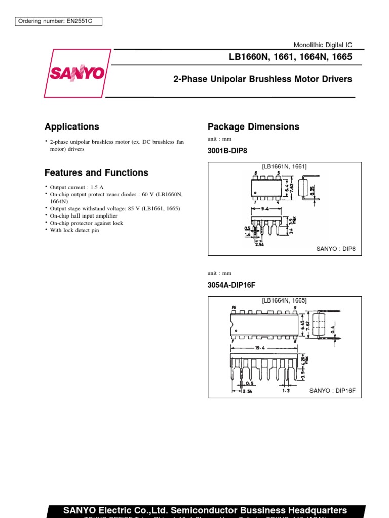 LB1660 Series Motor Driver Datasheet | PDF | Amplifier | Transistor