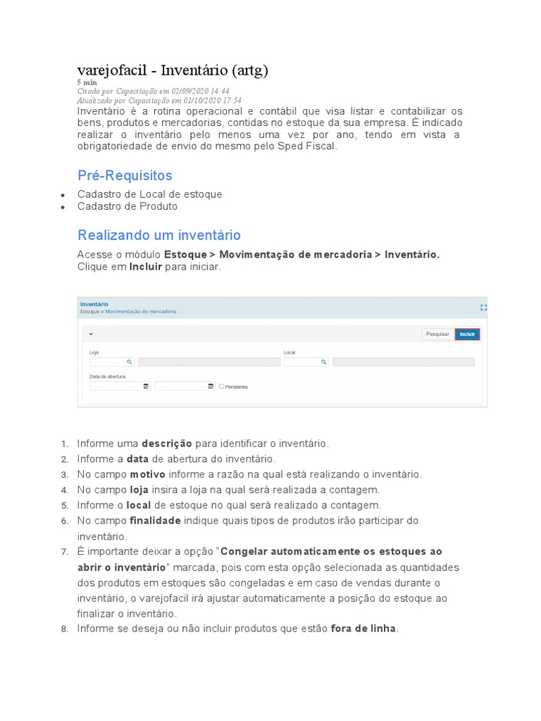 Inventario Varejo | PDF | Inventário | Informática