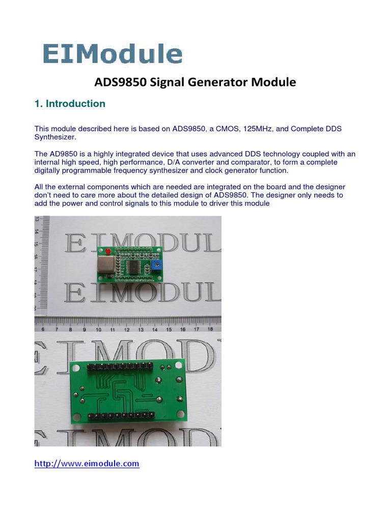 AD9850 DDS Signal Generator Manual | PDF | Electronic Circuits ...