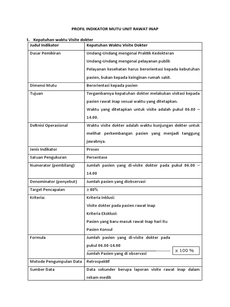 Profil Indikator Mutu Rawat Inap PDF