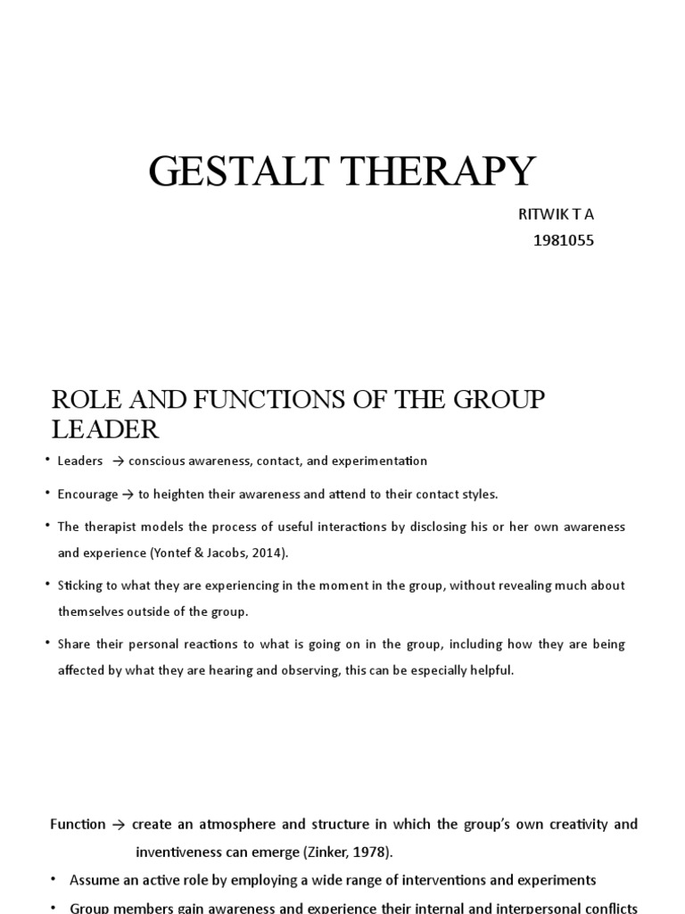 Gestalt Therapy PDF Psychotherapy Gestalt Therapy