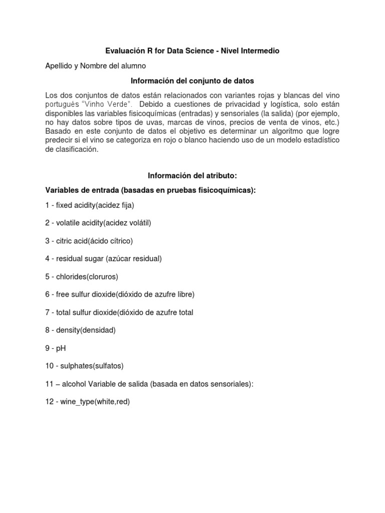 Evaluaci n r for data science intermedio pdf vino an lisis de
